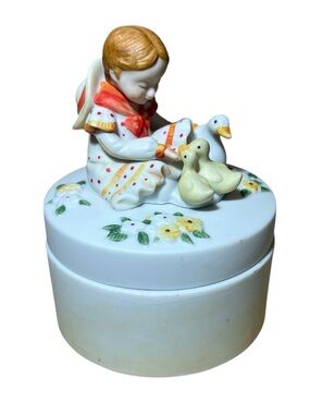 Holly Hobbie Girl with Ducks - Ceramic Trinket Box